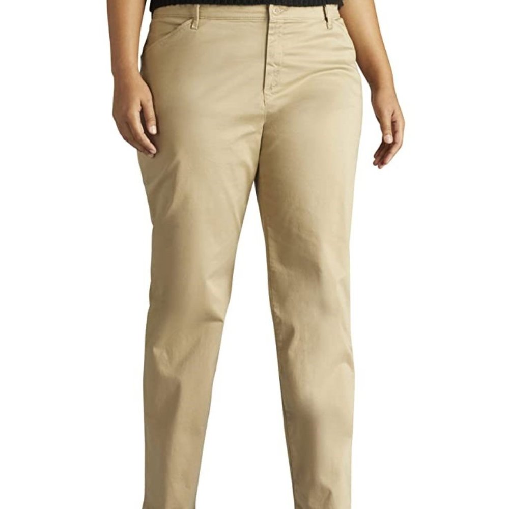 Women's Lee Relaxed Fit Straight-Leg Mid-Rise Twill Pants, 20M, Beige